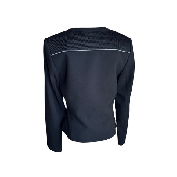 Marc New York Black Moto-Inspired Zip Jacket Size 6 | Sleek Stretch Knit Blazer - Picture 3 of 7